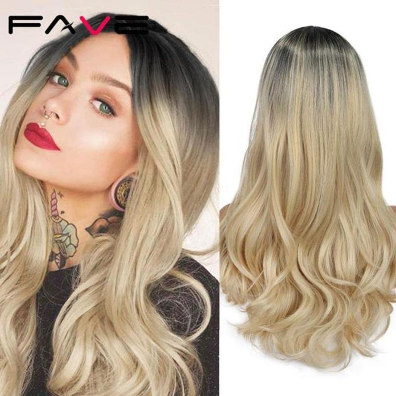 Mixed 1b 30bt27 /Black Dark Brown /430bt27 / P1b/30 / Mix30s /2 85 613/Blonde/ Color Long Wavy Synthetic Wigs for Women Middle Part Wig