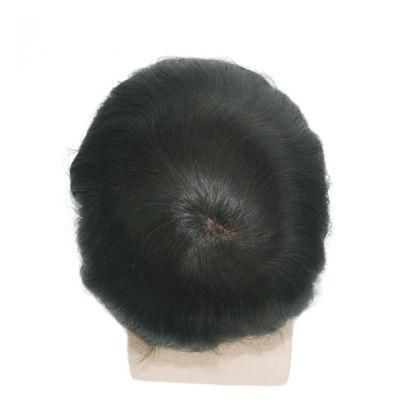 Double Layer French Lace Ploy Around and Lace Front Human Hair Men Toupee