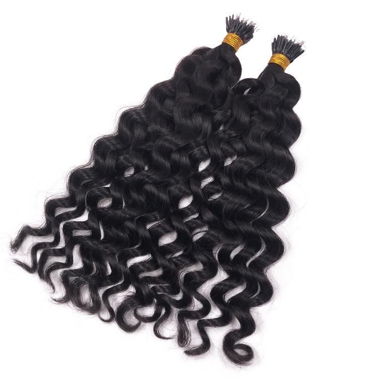 Double Drawn Nano Ring Brazilian Virgin Hair Deep Wave Hair Weave Extensions