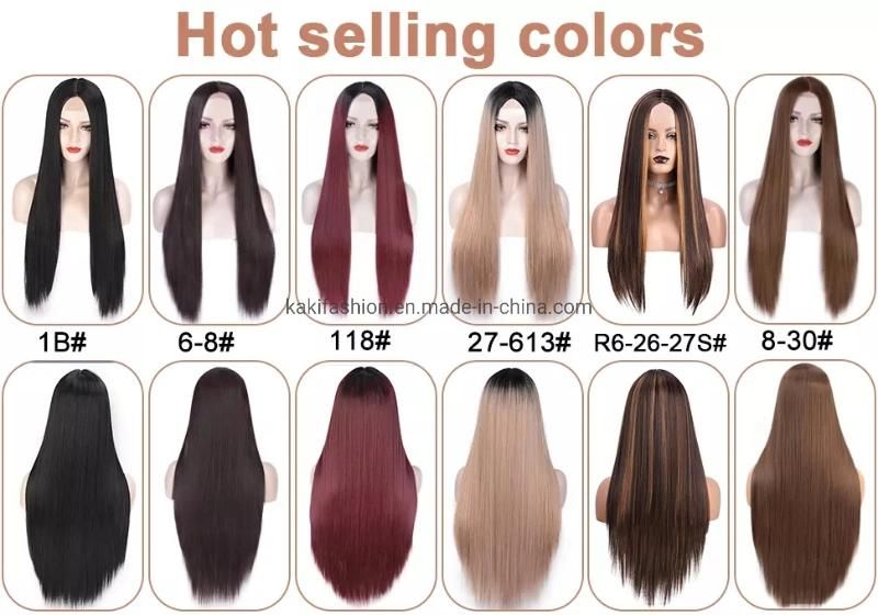 Long Silky Straight Natural Ombre 613 Blonde Wig for Black Women Synthetic Hair Wigs