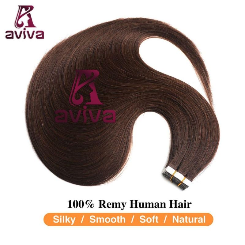 Aviva Virgin Hair Double Side Tape Hair Extension PU Tape Human Hair Extension Natural Color 20inch (AV-TP0020-2)