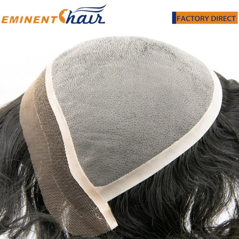 Instant Delivery Indian Human Hair Men′ S Mono with Lace Front Stock Toupee