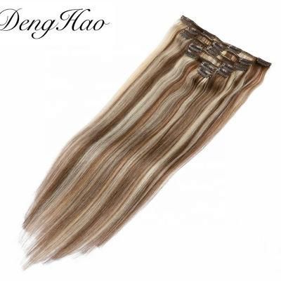 Dark Brown Brazilian Russian Remy Hair Clips Human Hair Extension