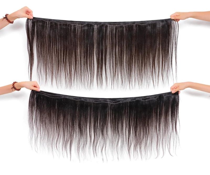 Straight Raw Virgin Human Hair Bundle Unproccessed Human Remy Hair Weave for Women Natural Color Double Weft