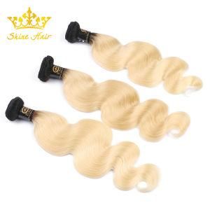 High Quality Human Hair Bundles Weft Extensions in #1b/613 Color Body Wave