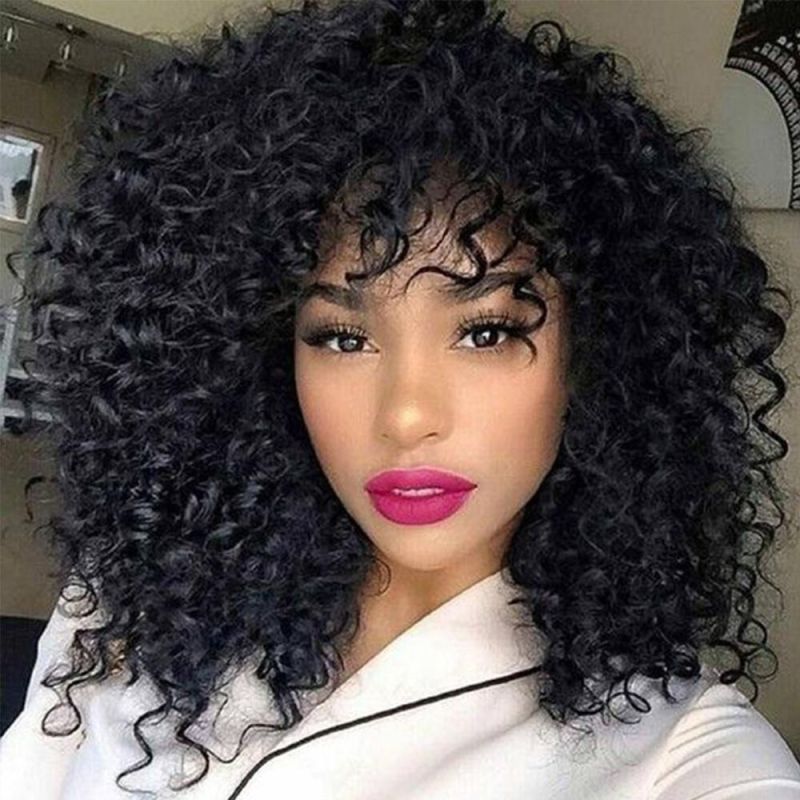 Wholesale Brazilian Short Kinky Curly Bob Human Hair Wig for Black Women Natural Color Virgin Remy Fringe Curly Bob Wig