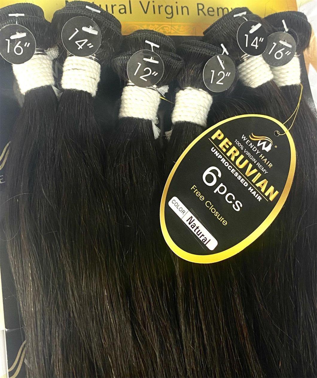 Wholesale Package Hair 6 Bundles, 100% Virgin Remy Peruvian Unprocessed Hair, Natural Virgin Remy Hair Bundles