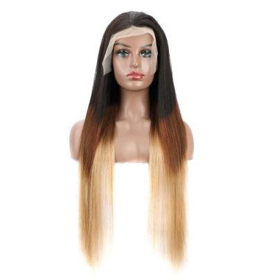 Wholesale 13X4 Ombre Sliky Straight Human Hair Wigs #T1b/4/27