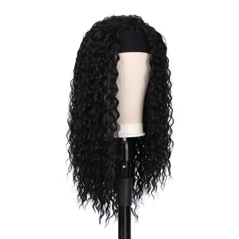 24 Inch Synthetic Body Wave Cheap Black Women Headband Wigs