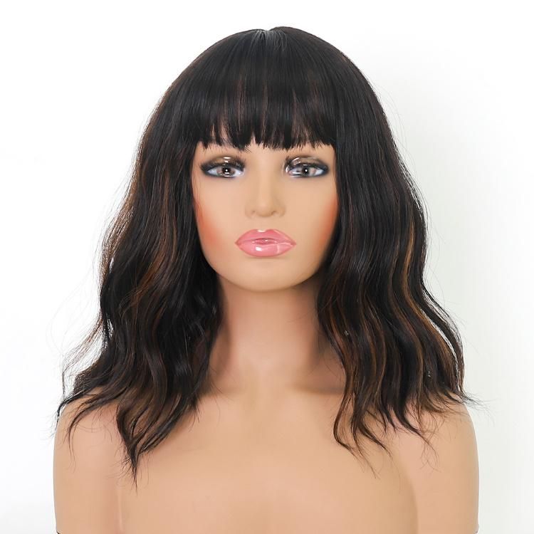 Wavy Wig Shoulder Length Short Bob Wigs with Bangs Synthetic Wig for Women P2/30