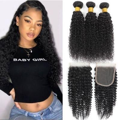 Kbeth Malaysia Kinky Curly 10A Raw Human Hair Bundles with Closure Curly Hair Lace Frontal Closure Human Hair Extensions