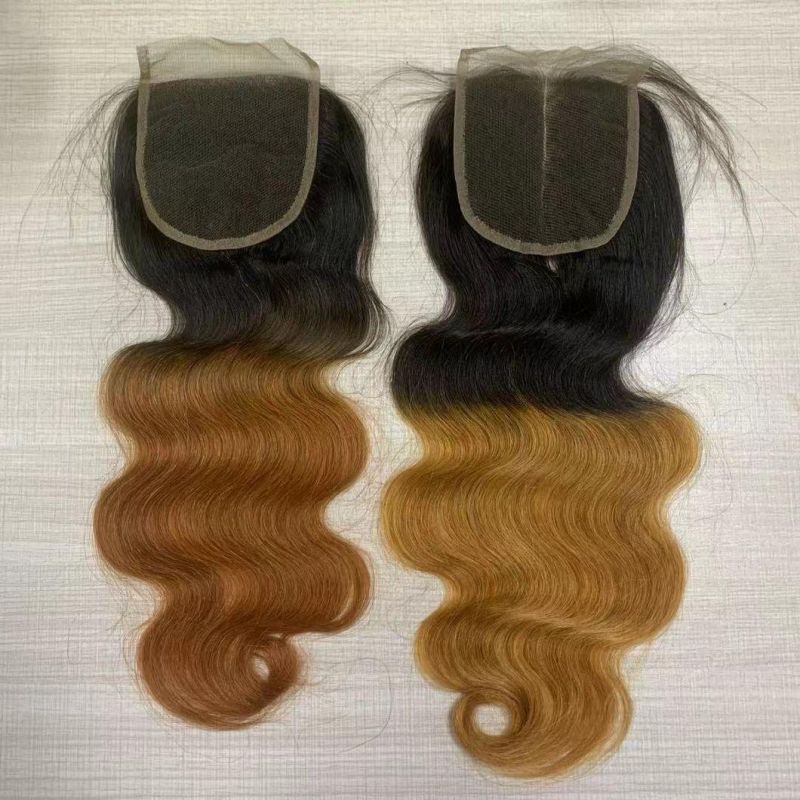 Wholesale Human Hair Bundles with Closure 4X4 Lace Body Wave 1b27 Color Raw Indian Hair 5X5 Lace Closure