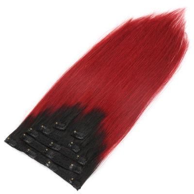 Best Selling Human Hair Weave Ombre Color Clip Hair Extensions 100% Remy Indian Clip in