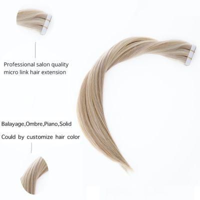 Natural Tape Straight Seamless Skin Weft Remy 100% Human Hair Adhesive 14&quot;-24&quot; Double Sided