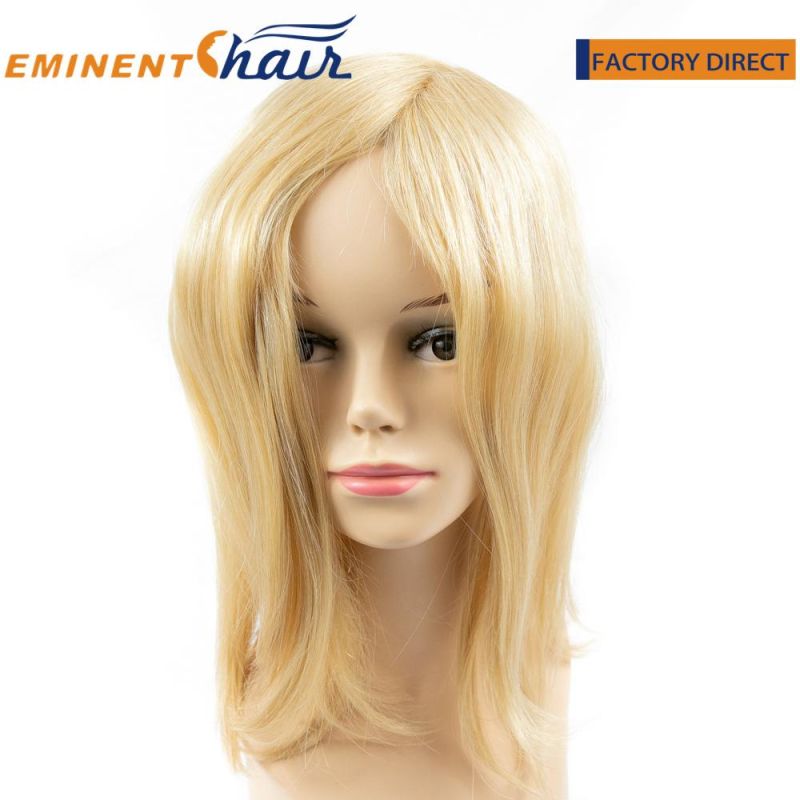 Blond Women Topper French Lace with PU Coating Custom Human Hair Toupee