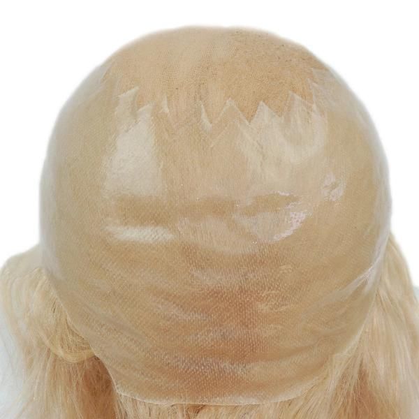 Lace with Skin Long Blonde Natural Hair Female Toupee