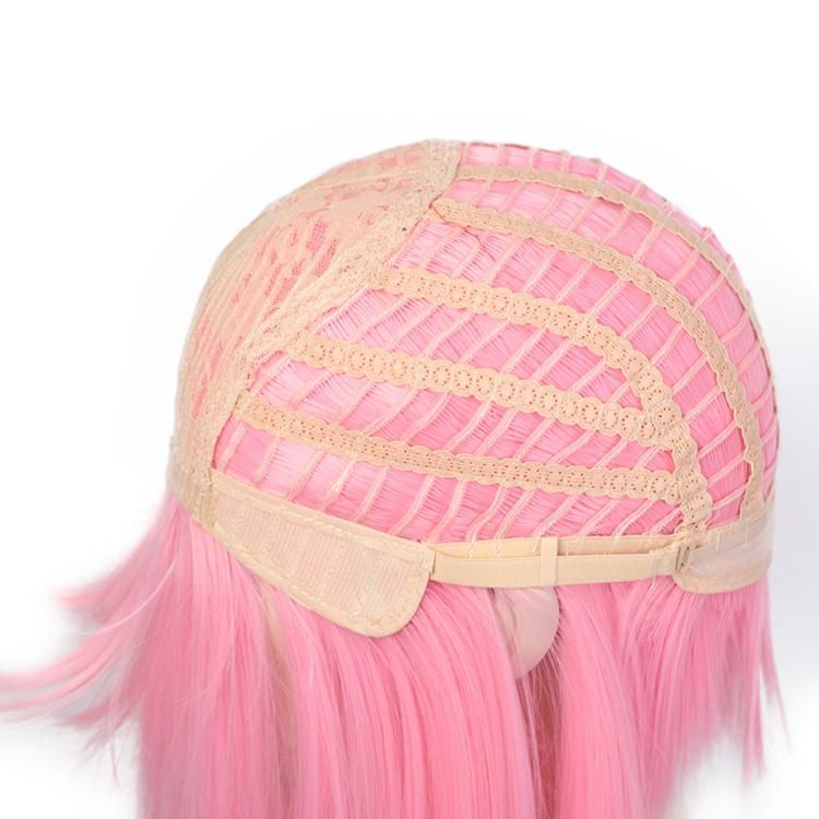Top Quality Wholesale African Fashion Straight Natural Pink Fiber Short Bob Hair Wigs Synthetic for Women