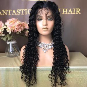 Best Sales Unprocessed Human Virgin Hair Water Wave Black Colour Full Lace Wig in Prepluck Hair Line with Factory Price Fw-015