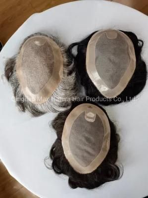 2022 Most Natural Fine Mono Base Human Hairpieces with Folded Lace Front Baby Hair Underventing