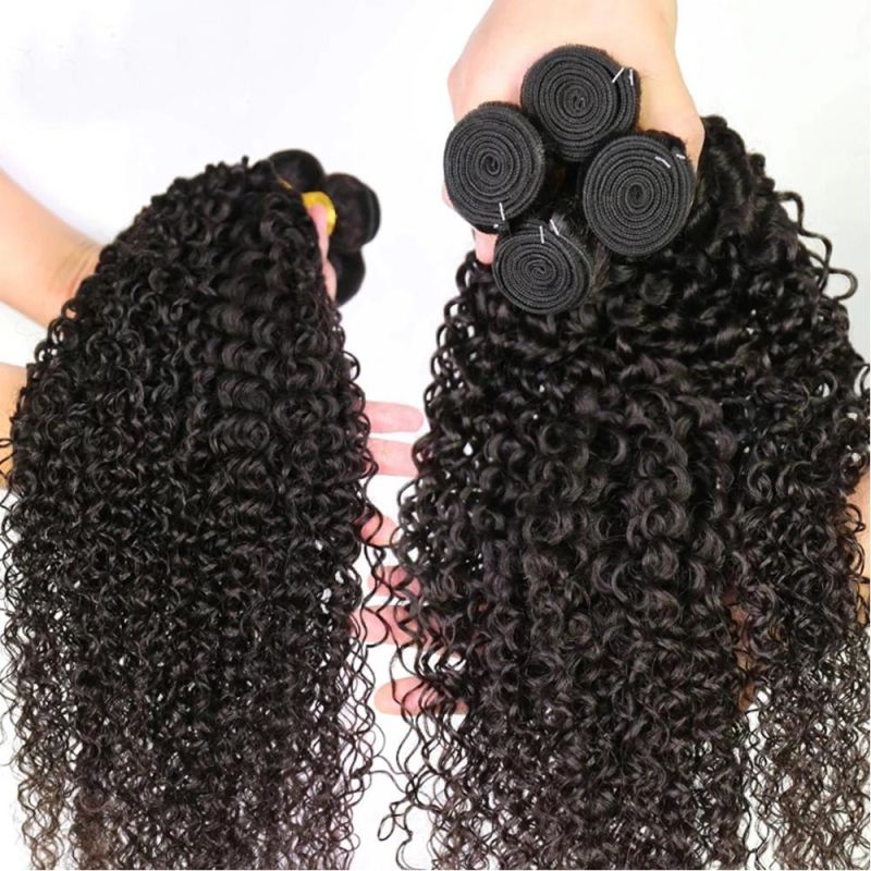Factory Wholesale Kinky Curly Brazilian Virgin Human Hair Bundles Natural Black 28 Inch