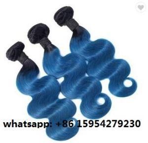 T1b Blue Ombre Color Human Hair Weft Extension Body Wave