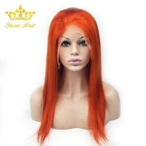 Wholesale Straight Peruvian/Brazilian Human Hair Wigs of Full Lace Wig with Orange Color Sraight