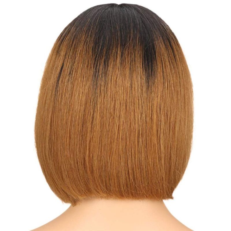 Short Straight Bob Wig Lace Front Wig Human Hair Pre Plucked Hairline with Baby Hair Ombre Color 1b/27