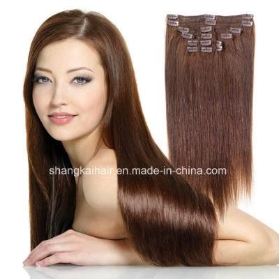 Brown Color Brazilian Hair Clip Hair Extension