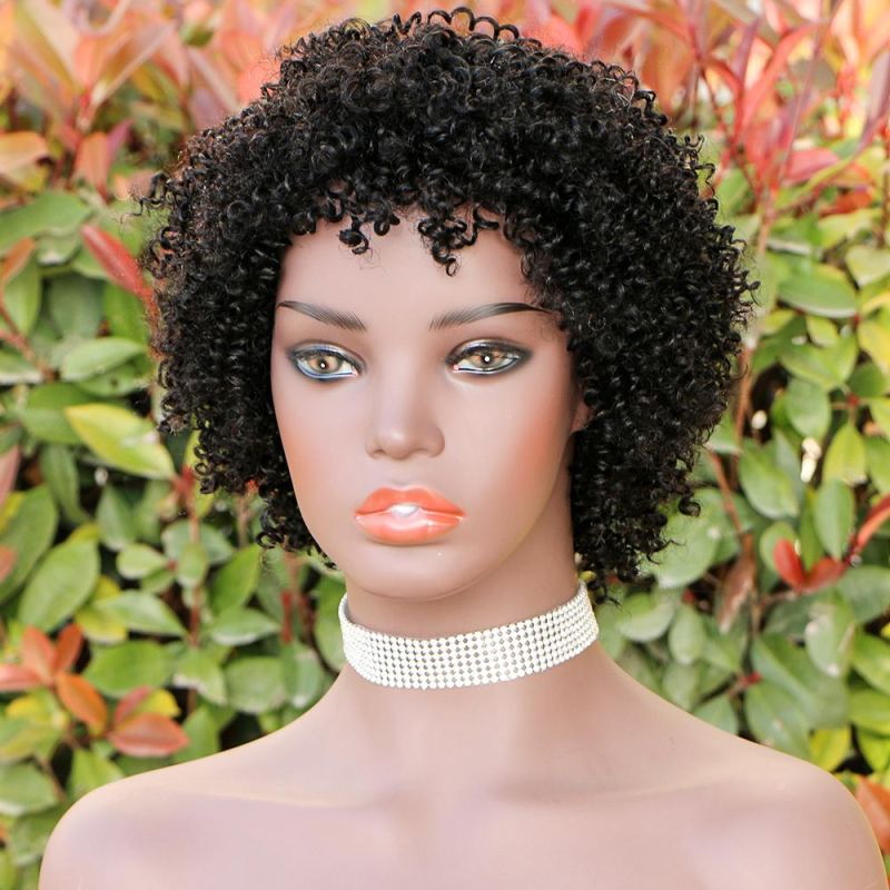 Kbeth Afro Kinky Curly Wig with Bangs Full Machine Made Scalp Top Wig 200 Density Remy Brazilian Short Curly Human Hair Wigs Wholesale