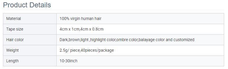 Tape in Hair Extention Natural 100% Human Ombre Tape Hair, European Blond Tape Hair Extensions