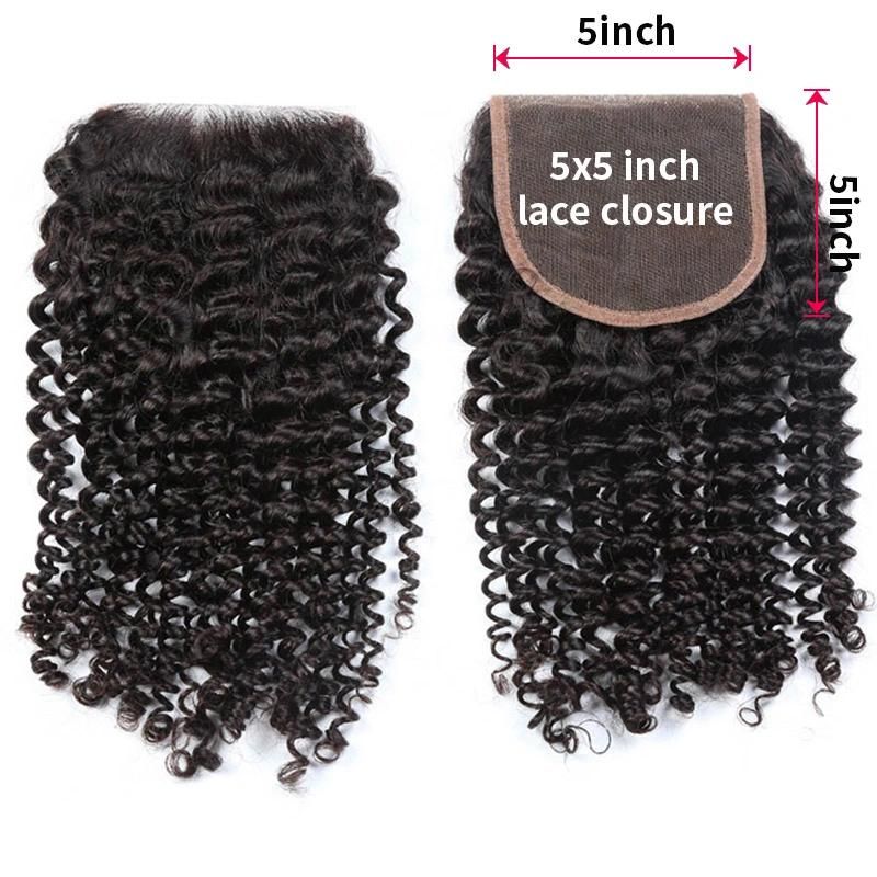 Kbeth Human Hair Closures Pre Plucked Natural 100% Custom Free Parting 5X5 6X6jerry Curl Cuticle Aligned Curly Block Lace Frontal Closure for Black Woman
