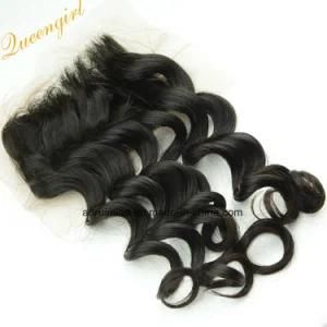 9A Black Women Cheap Virgin Loose Wave Mongolian Hair 4*4 Top Lace Closure