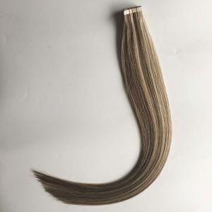 P613/6# Silky Straight Tape PU Weft Virgin Remy Human Hair Extensions