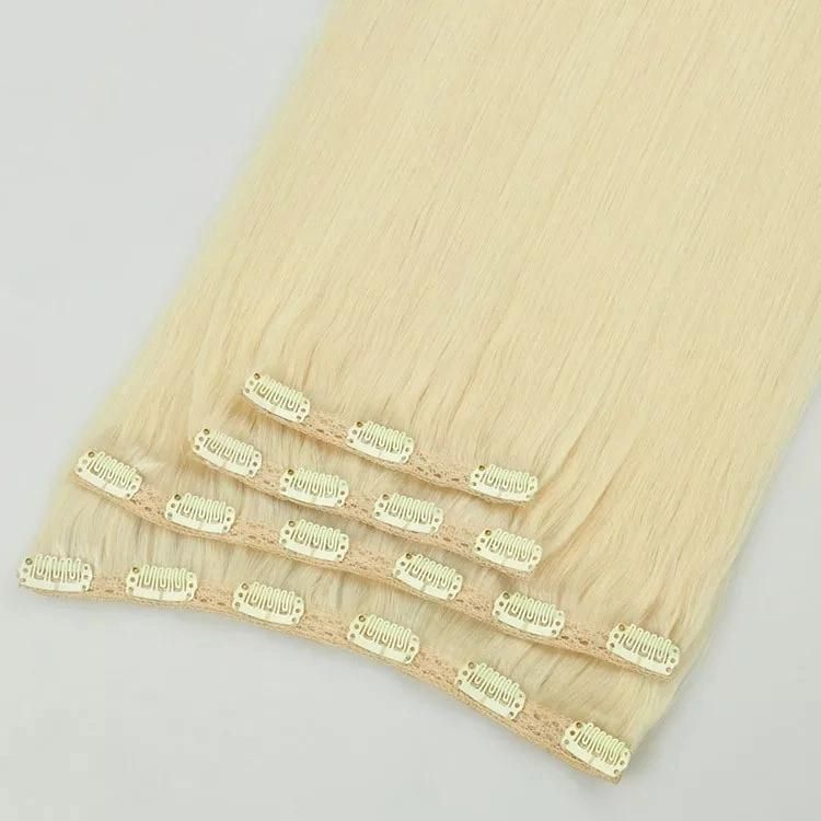 Qingdao Factory 100% Human Hair 100g/Set Clip in Hair Extensions.