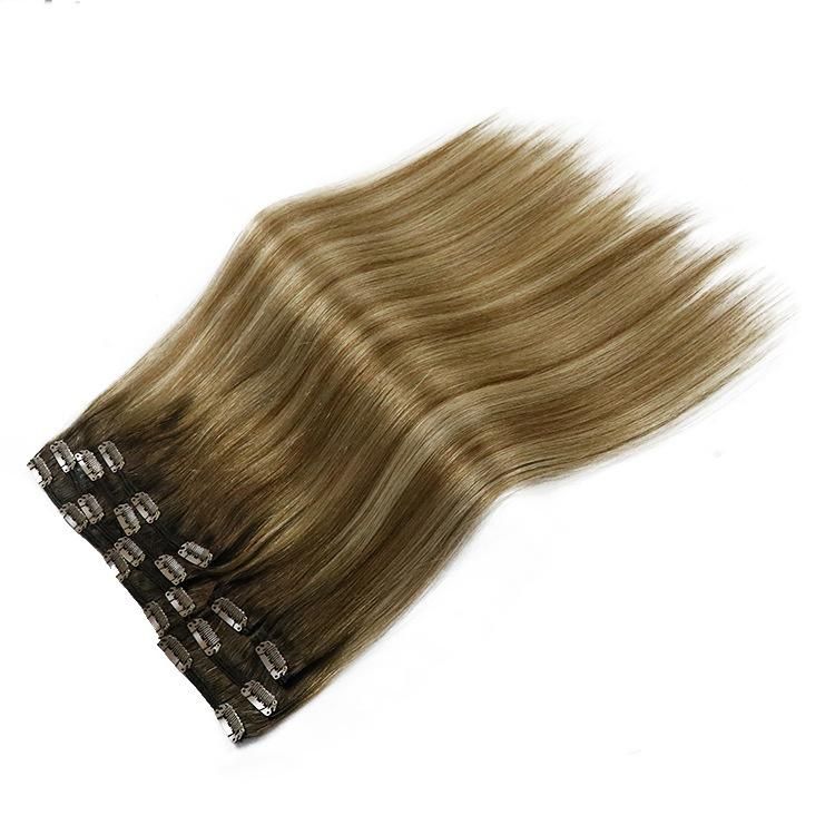 100% Human Hair Brown Piano Color Clip in Hair Extension #T4/P6/27