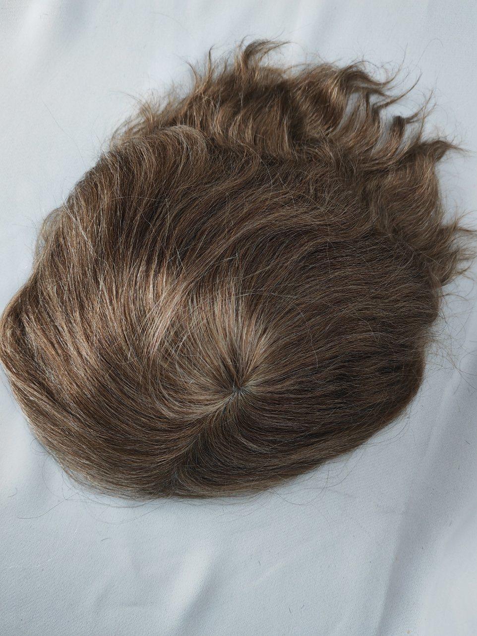 2022 Best Comfortable Custom Made Clear PU Base Injection Toupee Made of Remy Human Hair