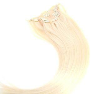 16&quot; #613 PU Clip in Remy Human Hair Extensions Light-Blonde-Straight-Factory-Price