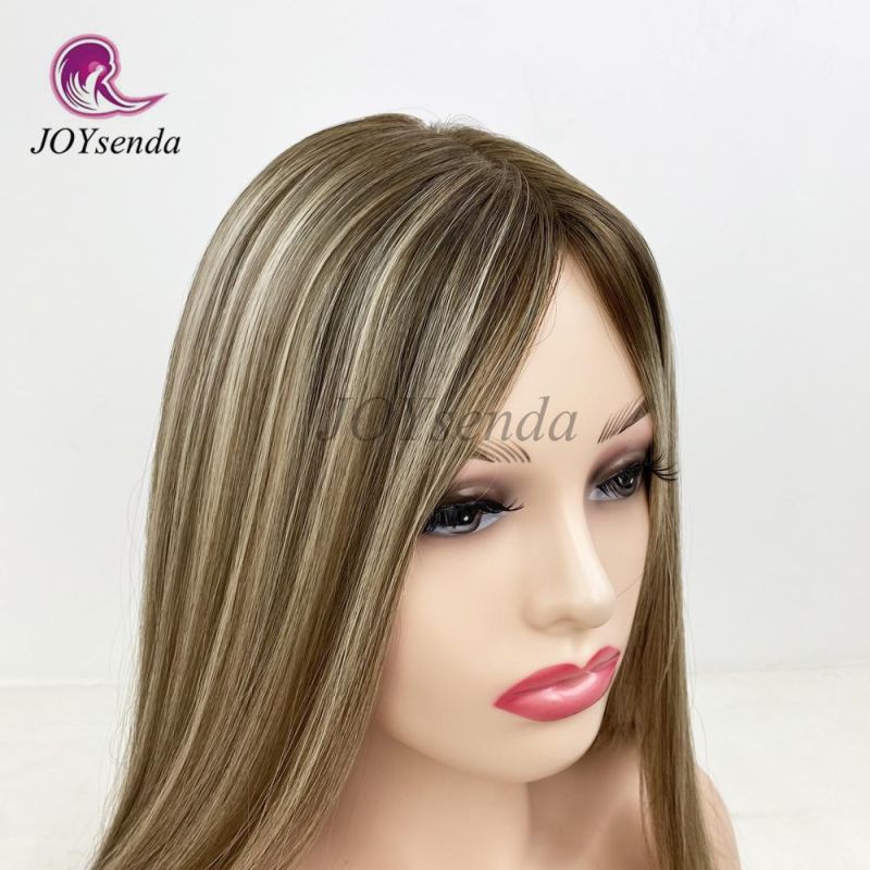 Customized Hair Wig Small Layer Brwon Color with Highlight Natural Human Hair Kosher Wigs Jewish Wig Sheitel