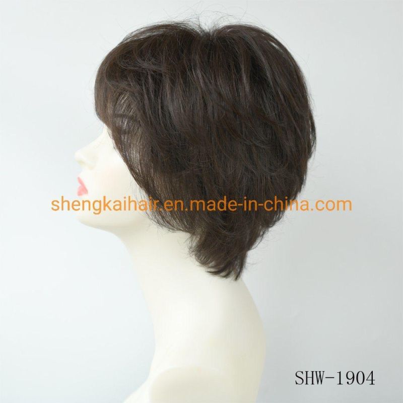 Wholesale Good Quality Handtied Human Hair Synthetic Hair Wigs for Women with Thinning Hair 543