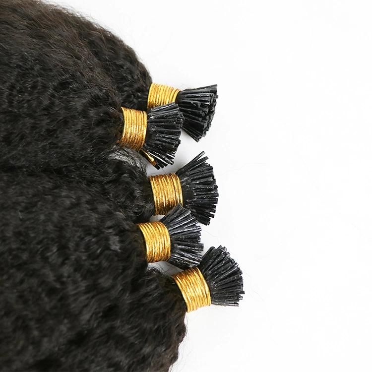 Kbeth Wholesale Raw Indian Remy Hair I Tip Extensions Afro Kinky Straight 100 Human Hair Bulk Micro Links Extensions for Black Girls