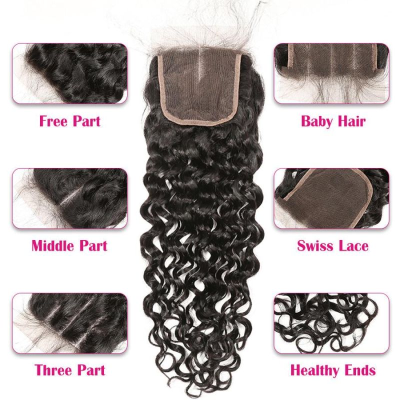 Italy Curly 100% Virgin Human Hair Lace Closure Frontal with Bundles