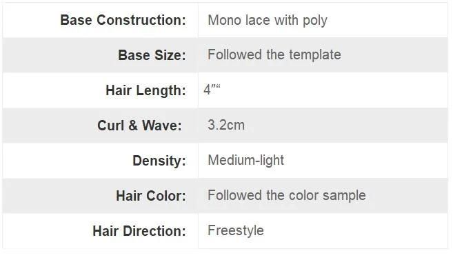 Natural Human Hair - Luxury Toupee Line - Mono Lace and PU for Comfort Men′s No. 1 Hair Replacement