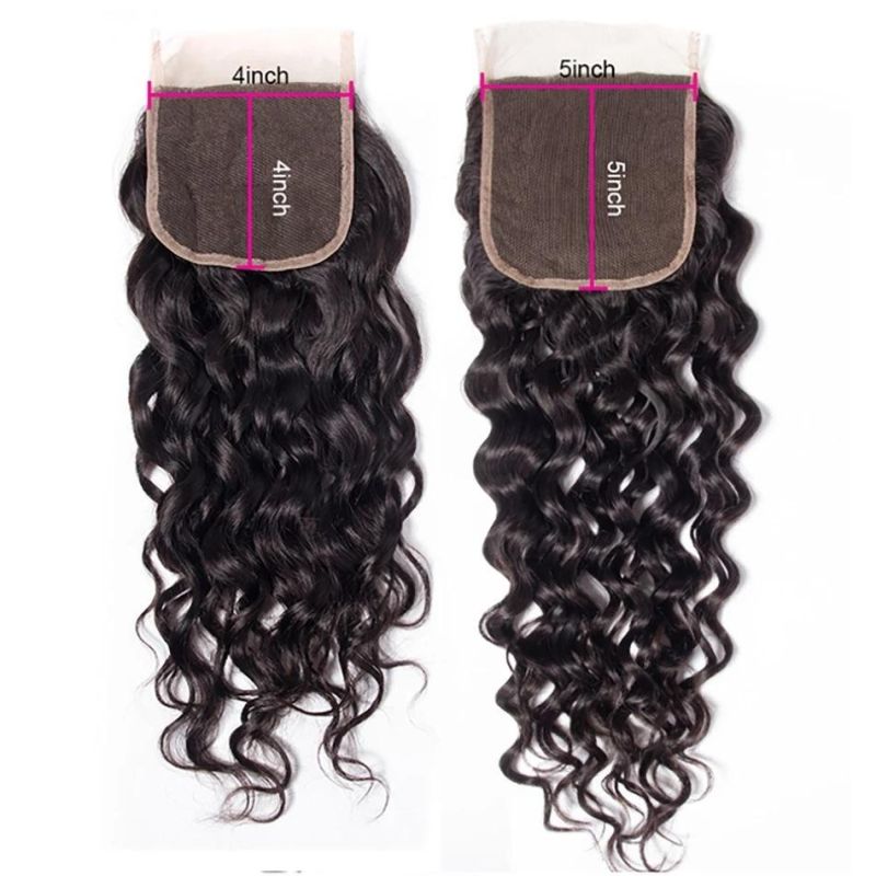 Wholesale 13X4 13X6 Natural Wave Lace Frontal Closure Water Wave 4X4 5X5 Lace Closure Brazilian Top Quality Remy 100 Human Hair 360 Lace Frontal