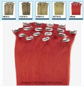 Red Remy Hair 8 PCS Clip-in Human Hair