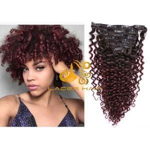Jc99j Red Wine Strawberry Blonde Jerry Curly 8&quot;-26&quot; Remy Human Hair Clip in Hair Extension in Stock