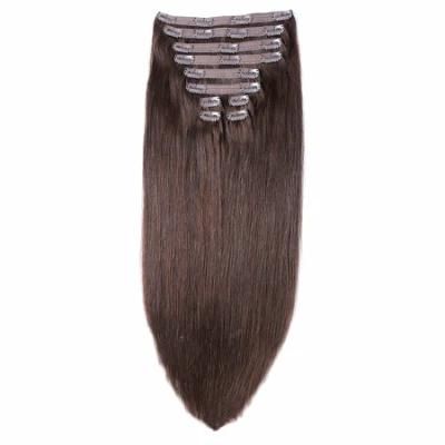 Double Drawn Full Head 10PCS Sets Brazilian Straight Hair Clip in Hair Extensions