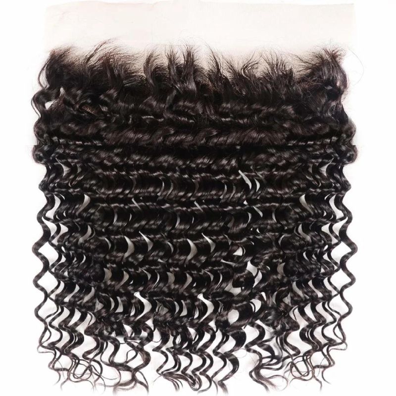 18inch Brazilian Deep Wave Lace Frontal Closure 13X4 Ear to Ear Free Part Swiss Lace Frontal 100% Unprocessed Brazilian Virgin Human Hair Natural Color