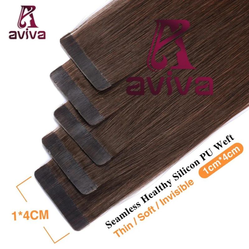 Aviva Virgin Hair Double Side Tape Hair Extension PU Tape Human Hair Extension 16inch