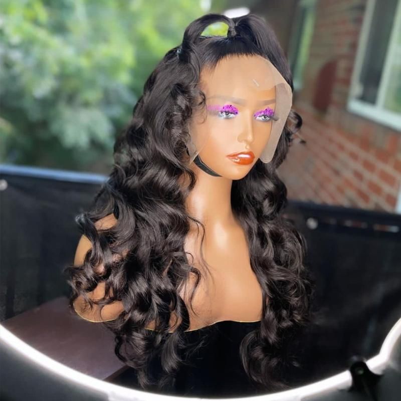 Luxury Private Label Exotic Fiber Synthetic Long Wave Lace Front Wigs