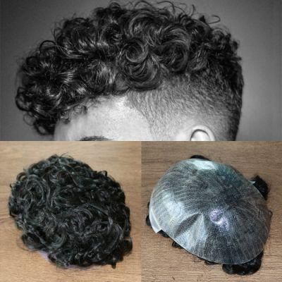 100%Indian Remy 20mm Curly Skinbase Hair Wig Toupee Replacement System